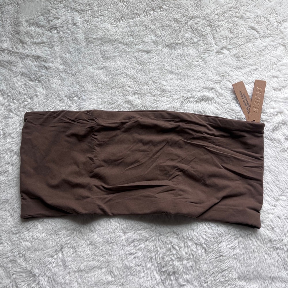 SKIMS Fits Everybody Bandeau Bra Oxide Brown Strapless Seamless BR-BND-2026 L